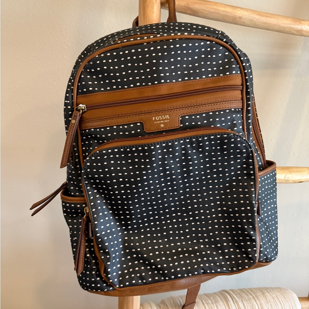 Fossil Black and Brown Polka Dot Men's Backpack